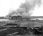 Пожар на строящемся железнодорожном мосту через Волгу. 1914 г.