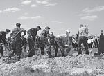 Захоронение останков советских воинов, погибших под Сталинградом, на Поклонной горе Суровикинского района Волгоградской области. 6 мая 2008 г.